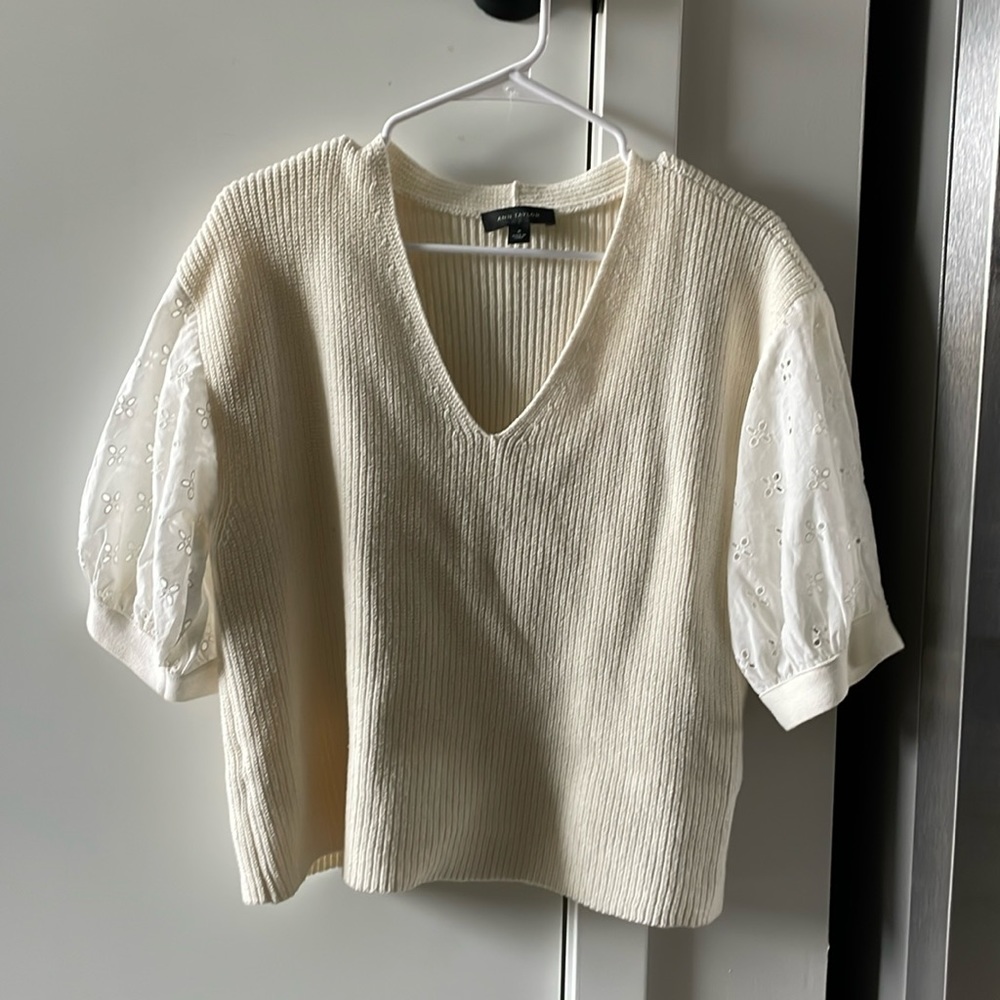 Knit Crocheted V Neck Sweater